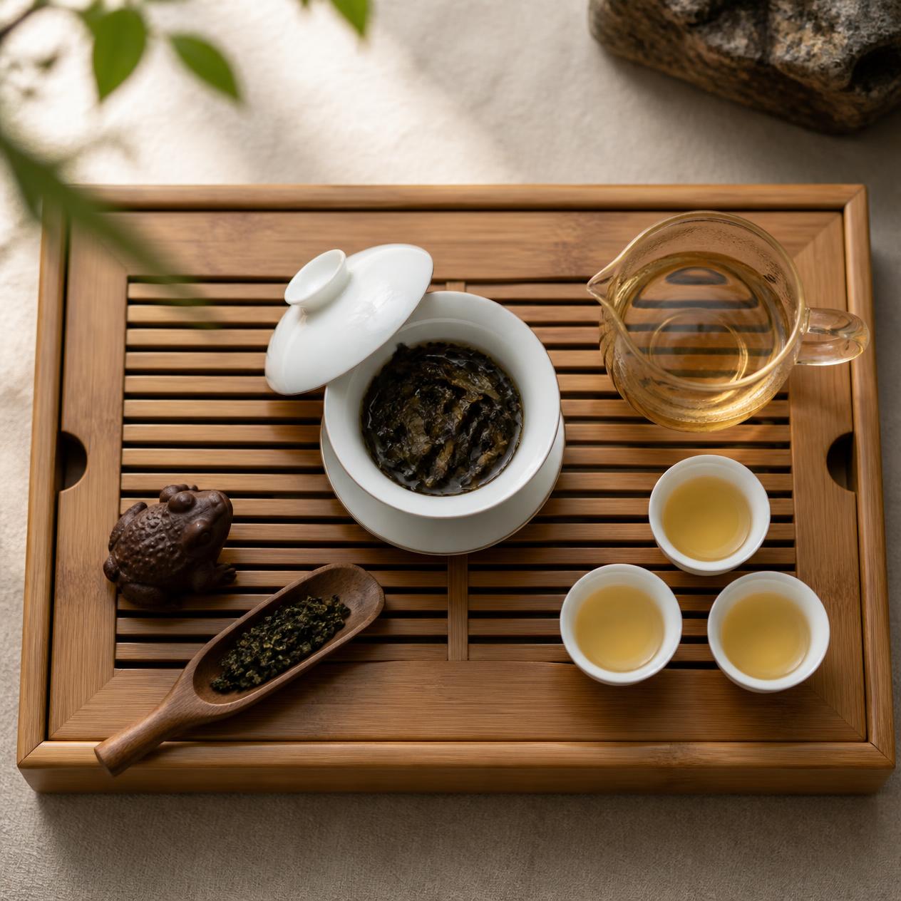 L'ensemble de thé Gongfu complet : chaque pièce sur le plateau